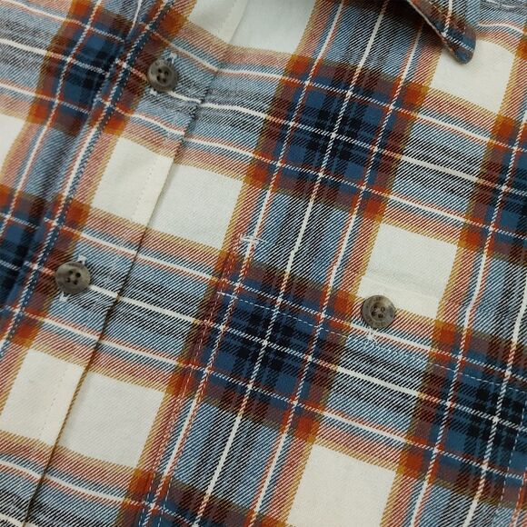 RedHead Flannel Shirt Mens Large Brown Blue Plaid Long Sleeve Cotton Outdoor - Picture 4 of 12